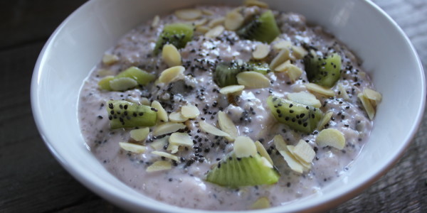Image of a bowl of Strawberry & Kiwi Quinoa Protein Pudding